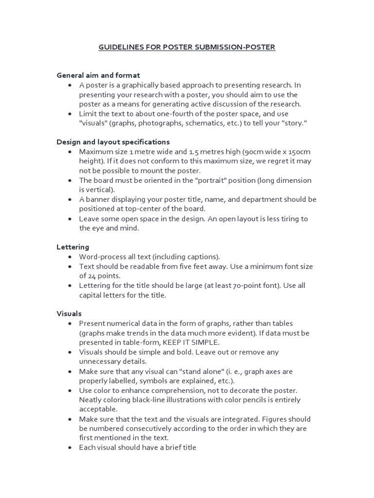 Guidelines For Poster Submission | PDF | Page Layout | Reading ...
