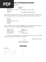 Surat Keterangan Mahar