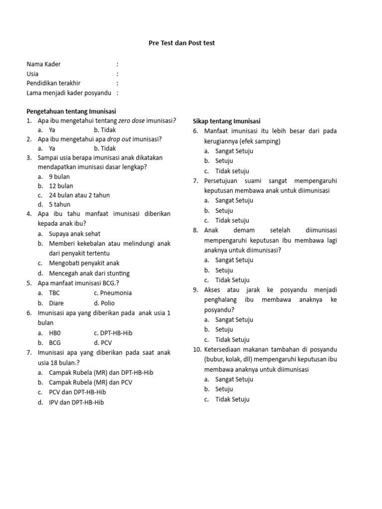 Pre-Post Test | PDF