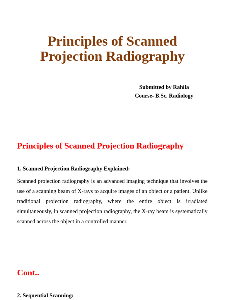 Principles of Scanned Projection Radiography-Rahila | PDF