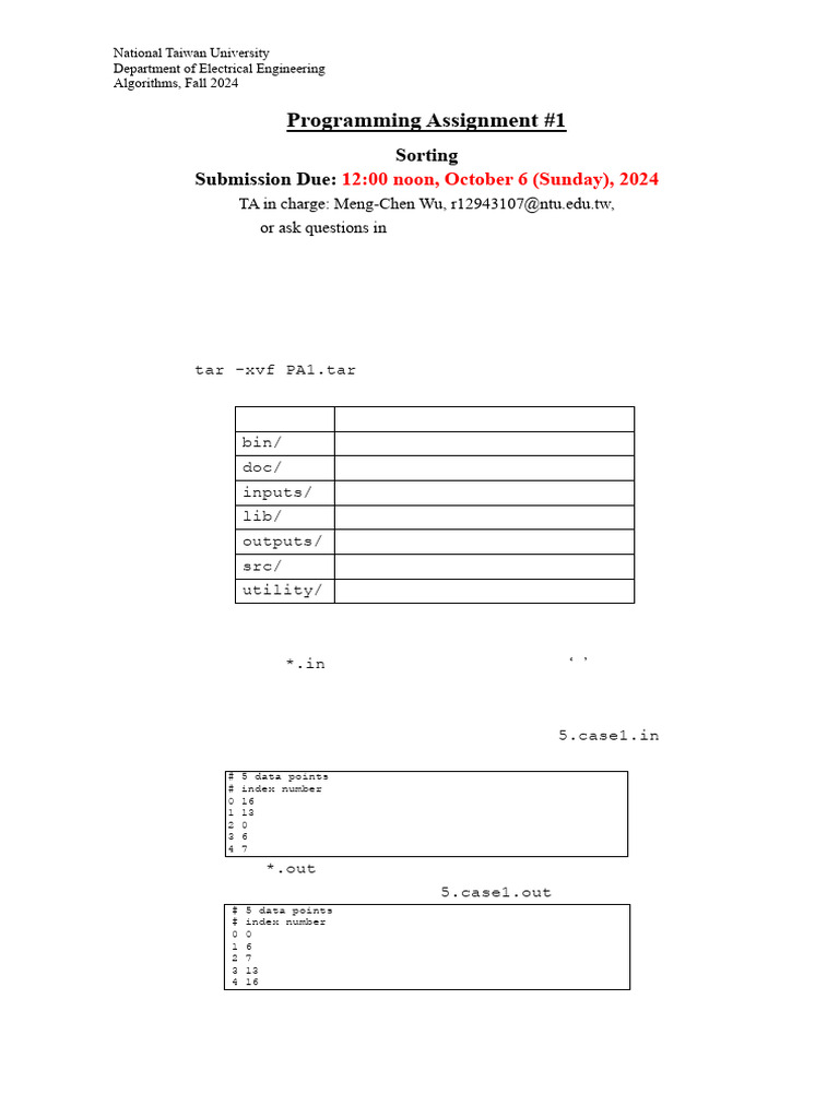 Programming Assignment #1: Sorting Submission Due | PDF