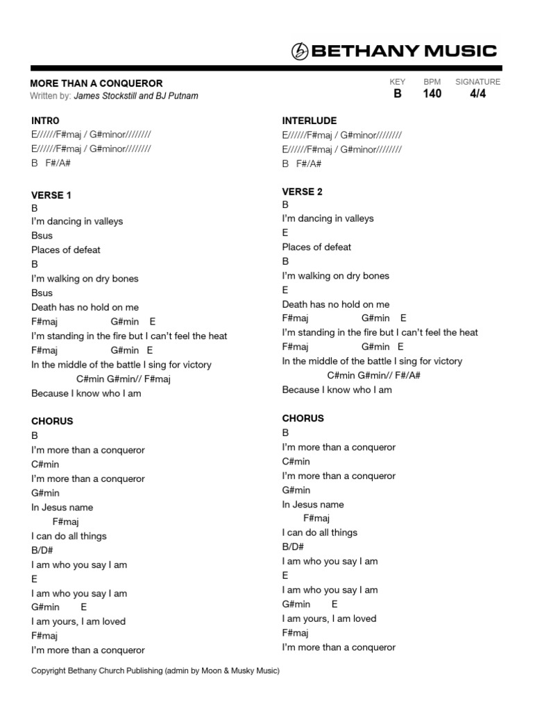 More Than A Conqueror Chart PDF