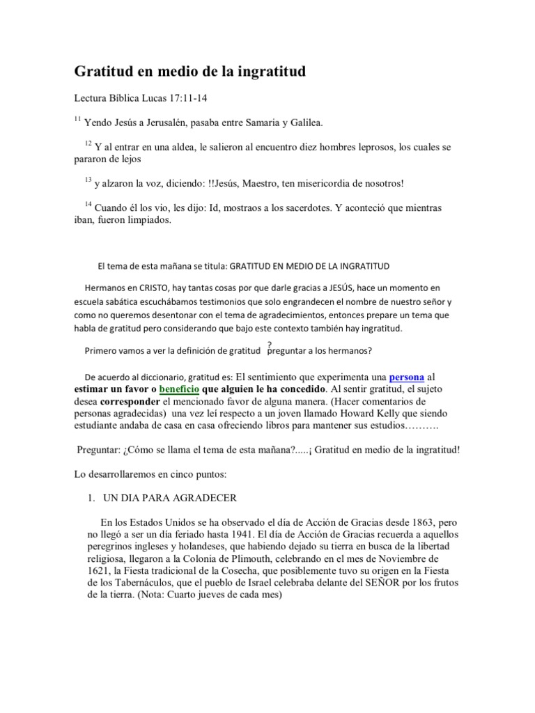 Gratitud en Medio de La Ingratitud Completo | PDF | Jesús | Cristo (título)