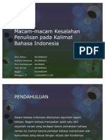 Macam-Macam Kesalahan Penulisan Pada Kalimat Bahasa Indonesia