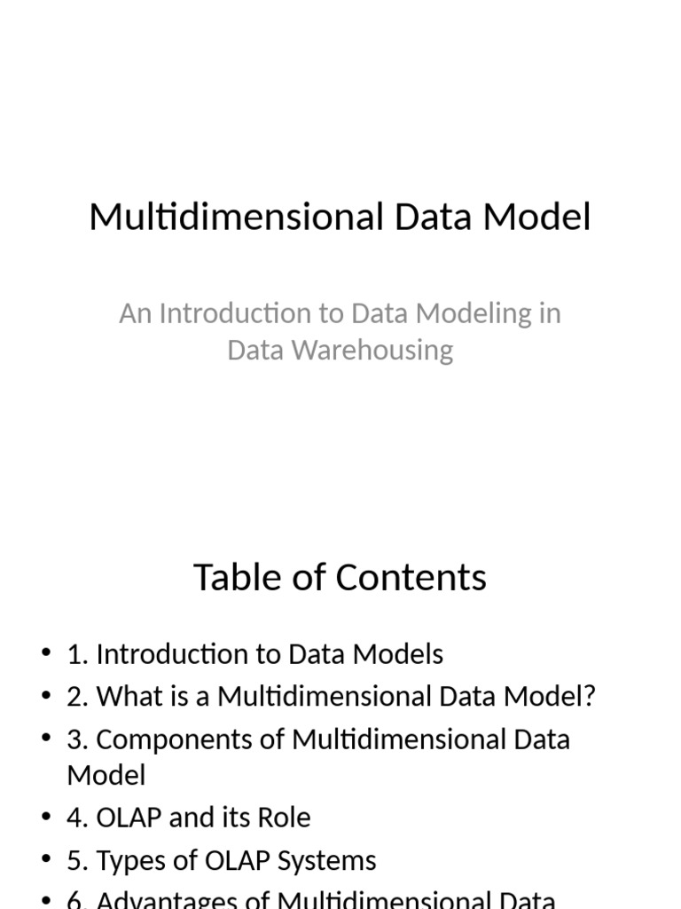Multidimensional Data Model Geeksforgeeks