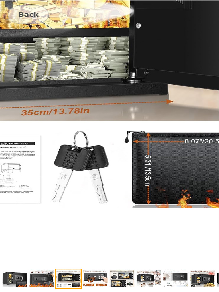1.0 Cubic Safe Box Fireproof Waterproof With Digital Keypad Key, Anti ...