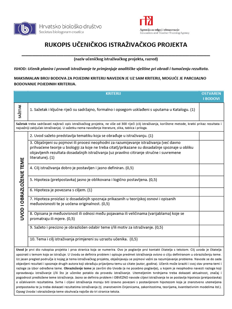 Rukopis - Kriteriji - 2024. | PDF
