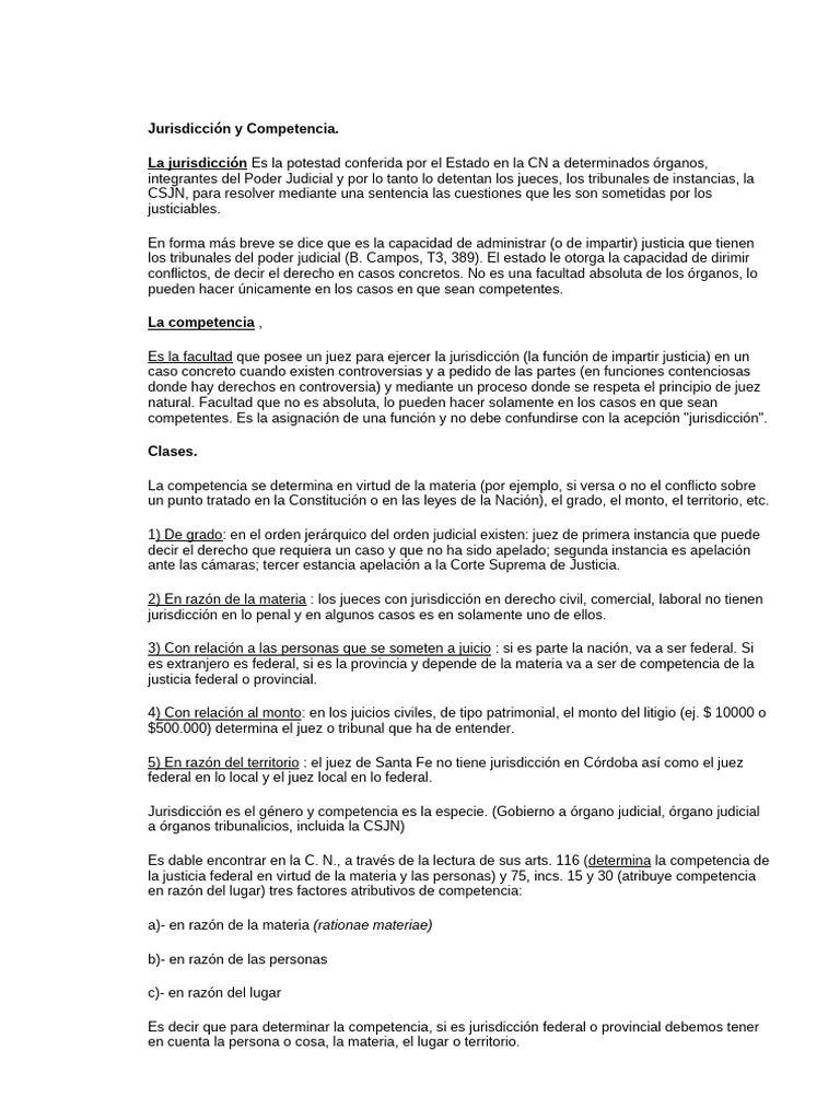 Jurisdiccion y Competencia | PDF | Jurisdicción | Judicaturas