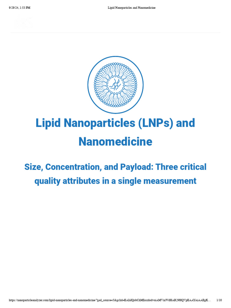 Lipid Nanoparticles and Nanomedicine | PDF