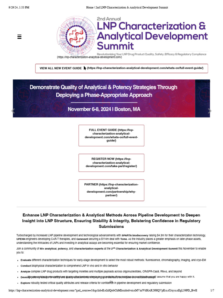 Home - 2nd LNP Characterization & Analytical Development Summit | PDF