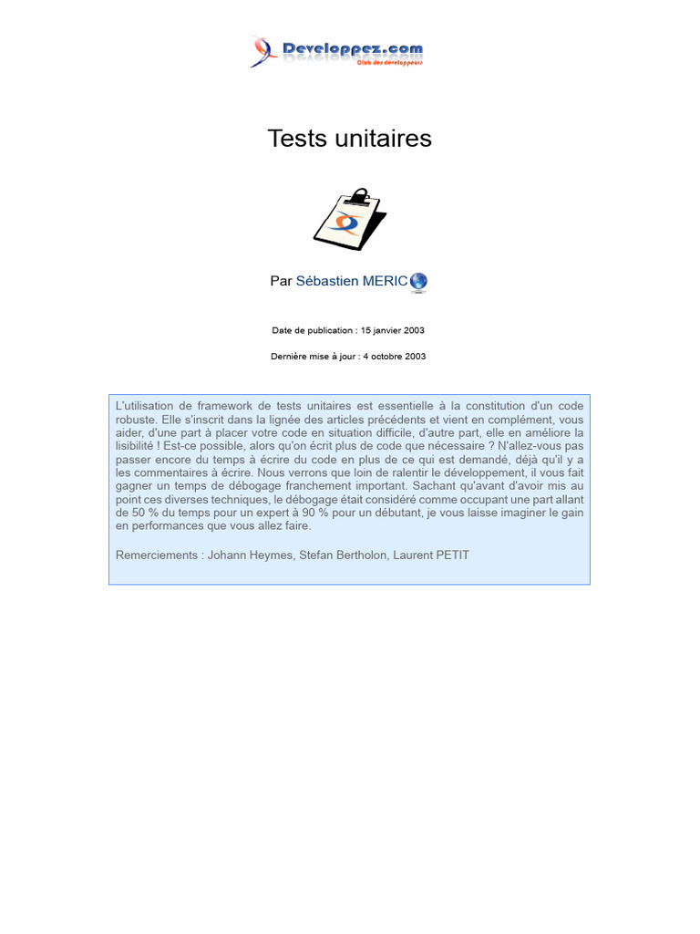 Tests Unitaires | PDF