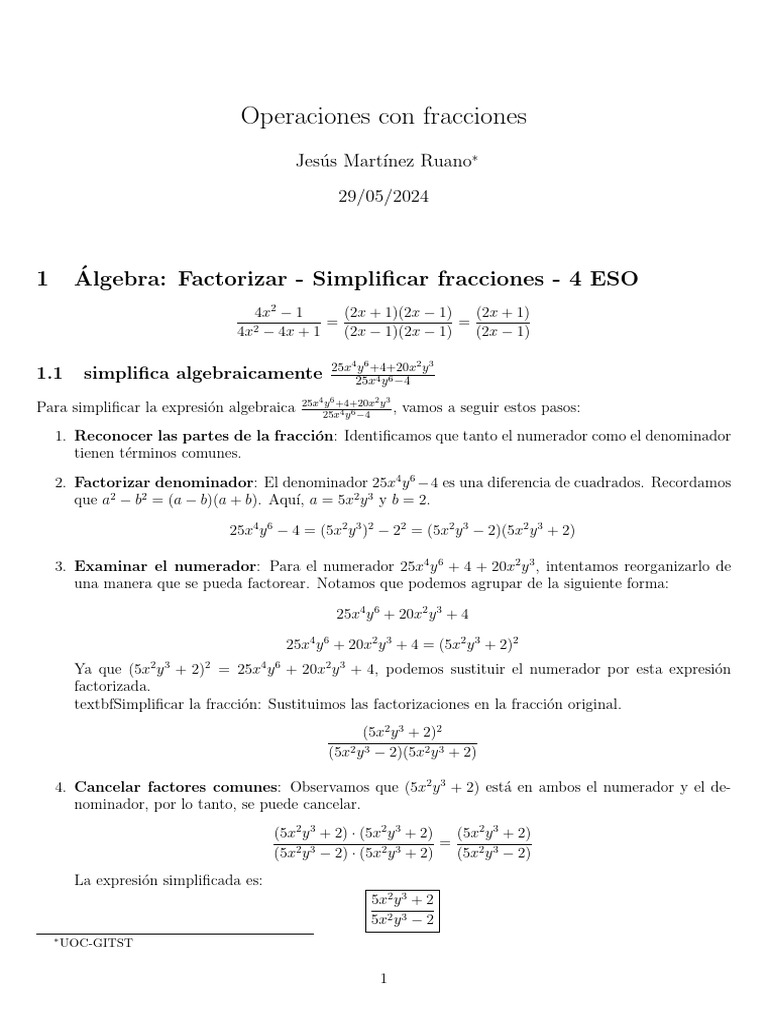 Operaciones Con Fracciones | PDF