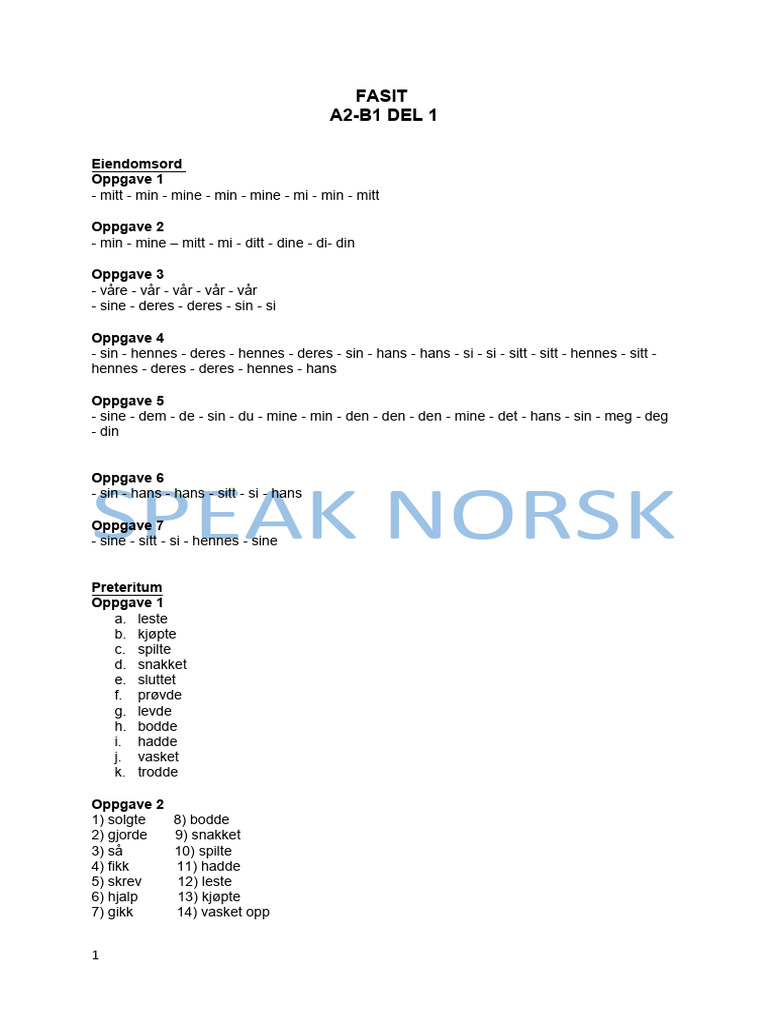 Fasit A2,1 | PDF