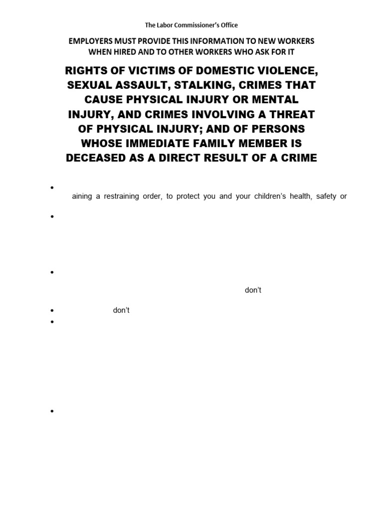 Victims of Domestic Violence Leave Notice | PDF