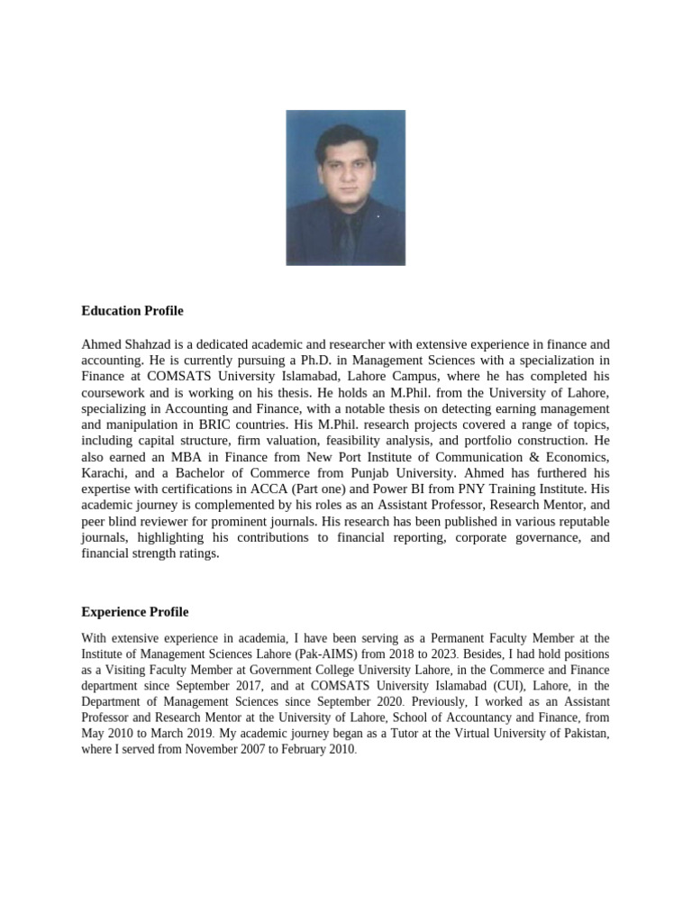Experience Profile | PDF