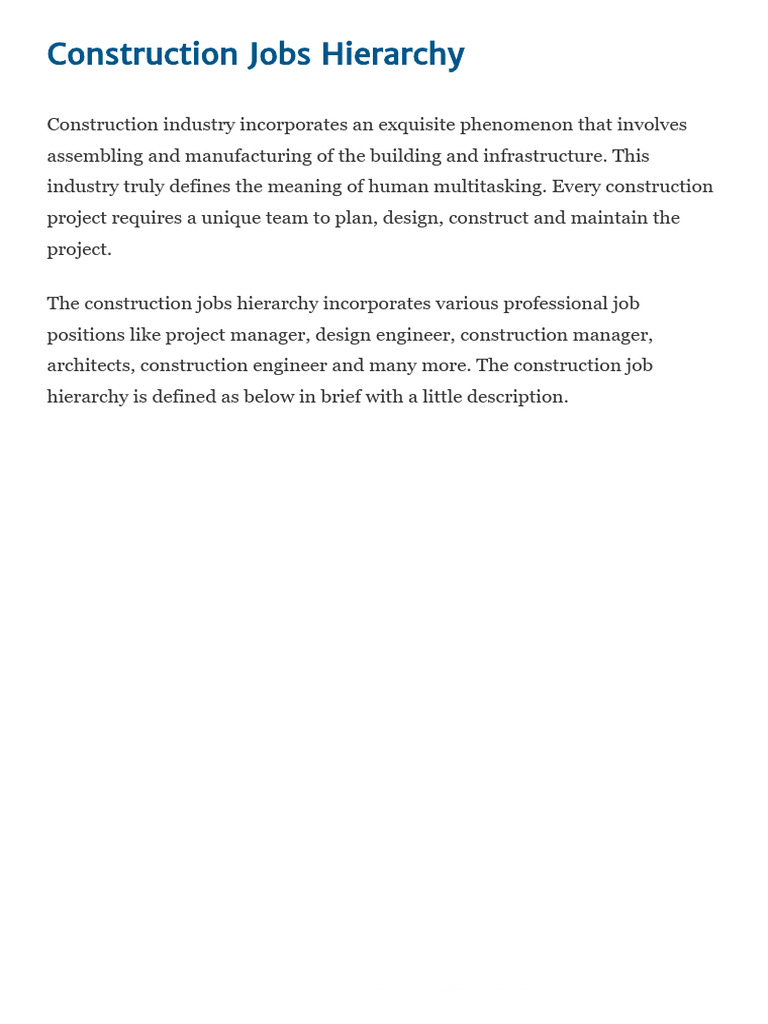 Construction Job Titles