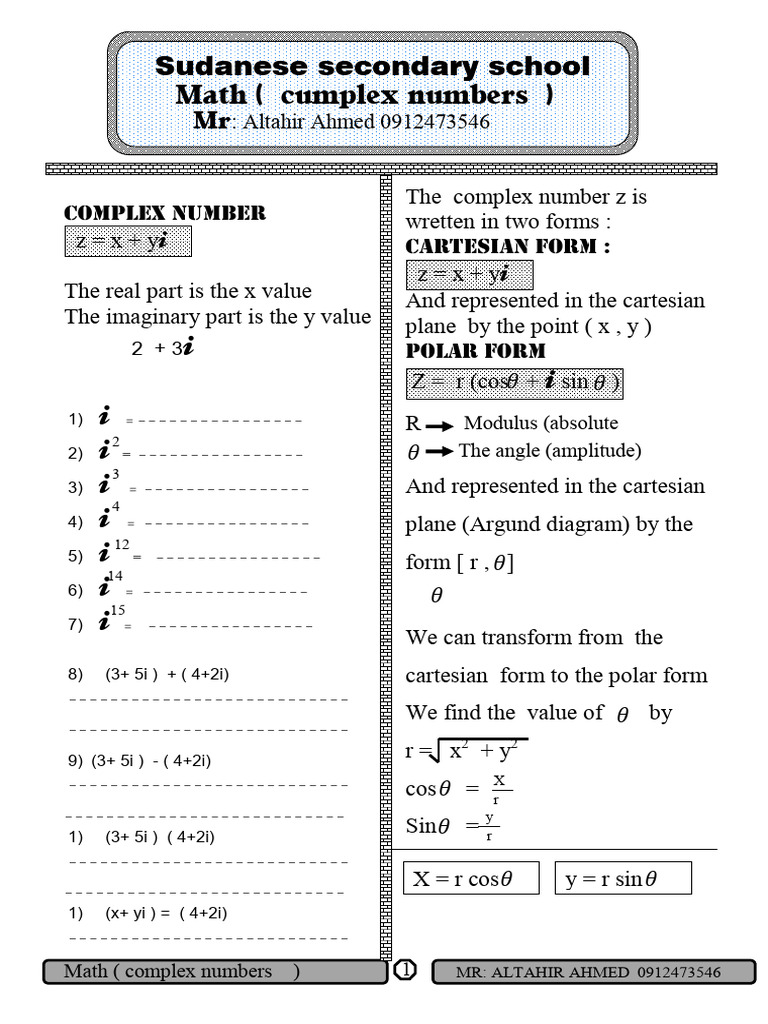 Complex Numbers: Modulus and Polar Form | PDF | Complex Number ...