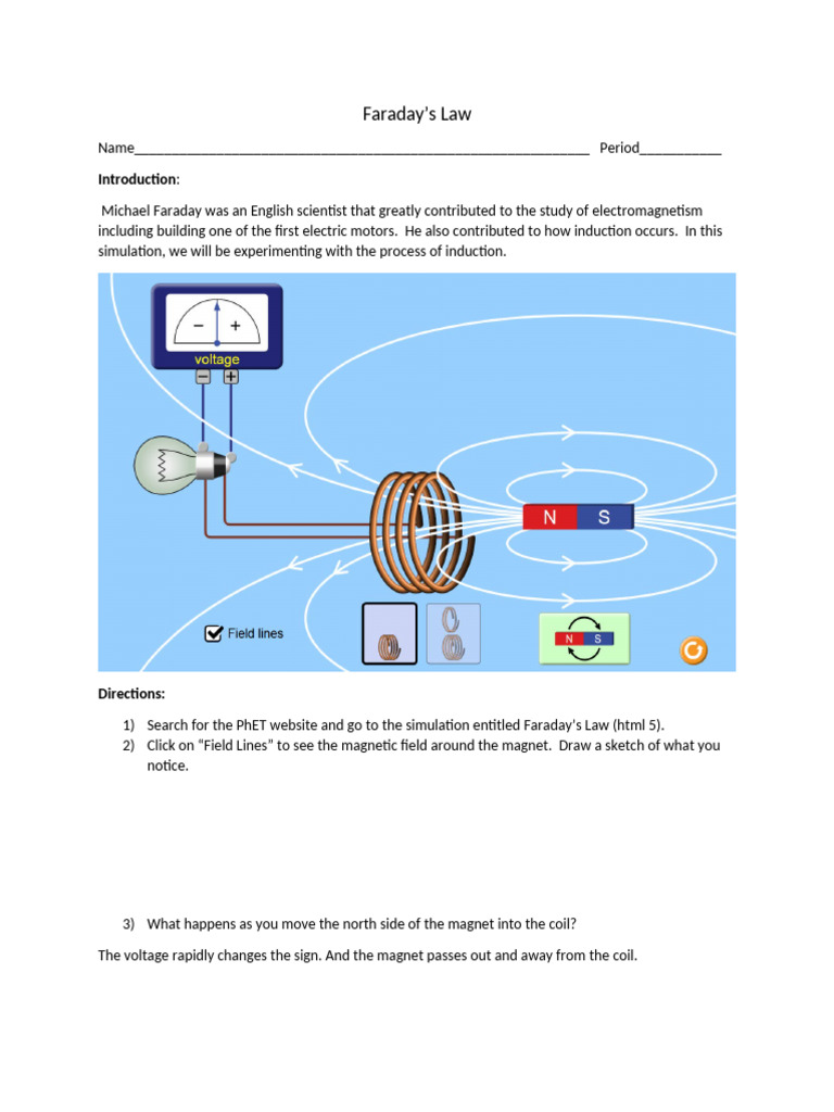2020 Faradays Law PhET Lab | PDF