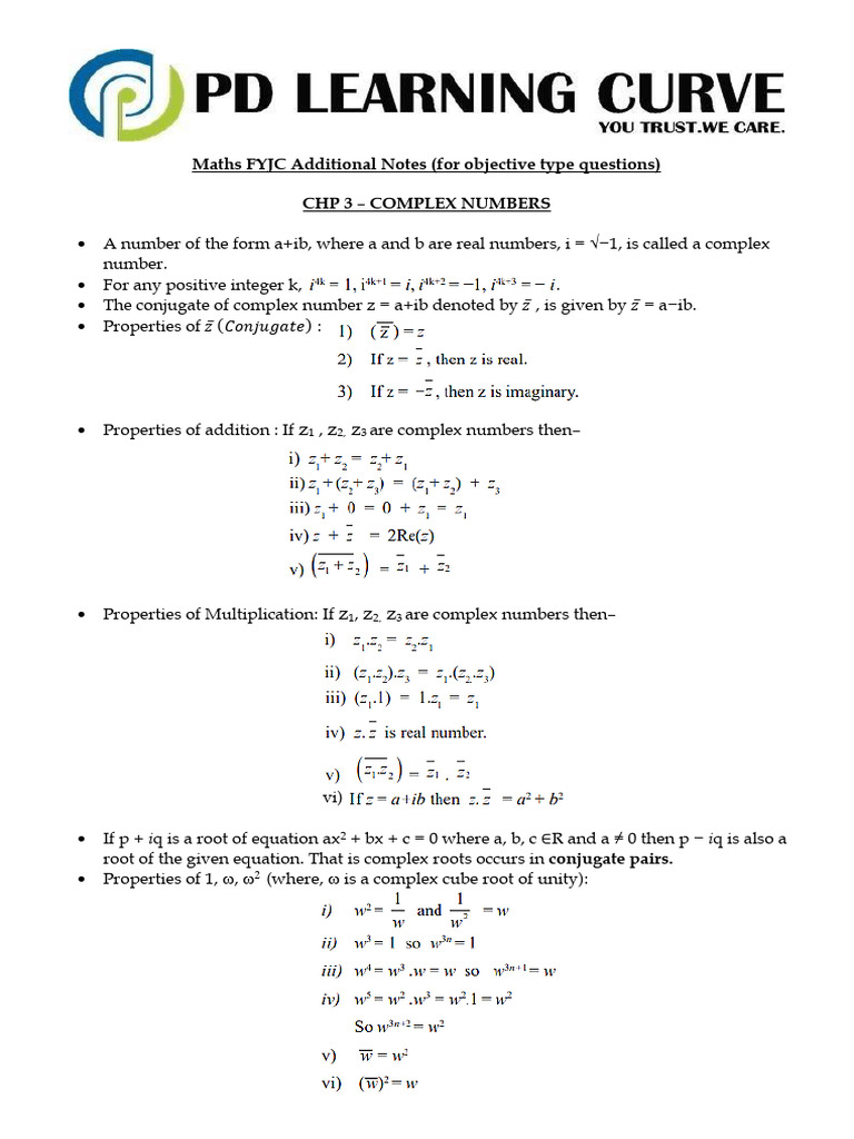 Complex Nos. Notes | PDF