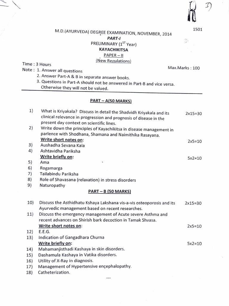 PG Previous Question Paper KC & Res | PDF