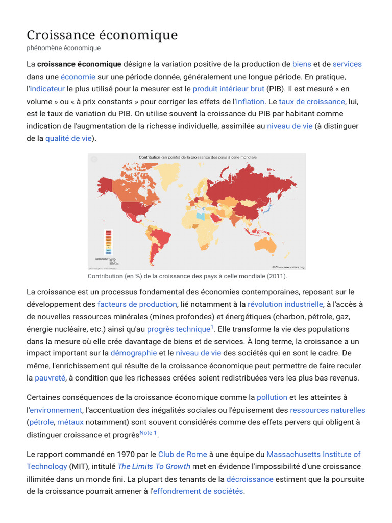 Définition de la croissance économique | PDF | Croissance économique ...