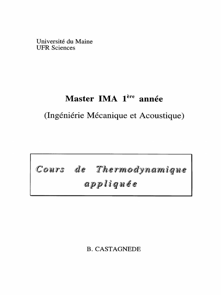 Cours M1 Thermo Appl | PDF