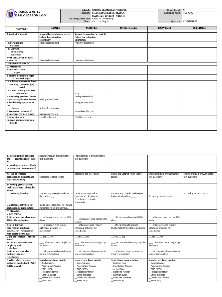 DLL - Epp 6 - Q1 - W9 | PDF