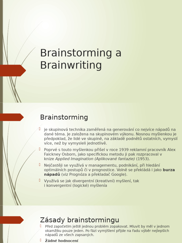 Brainstorming A Brainwriting Pdf