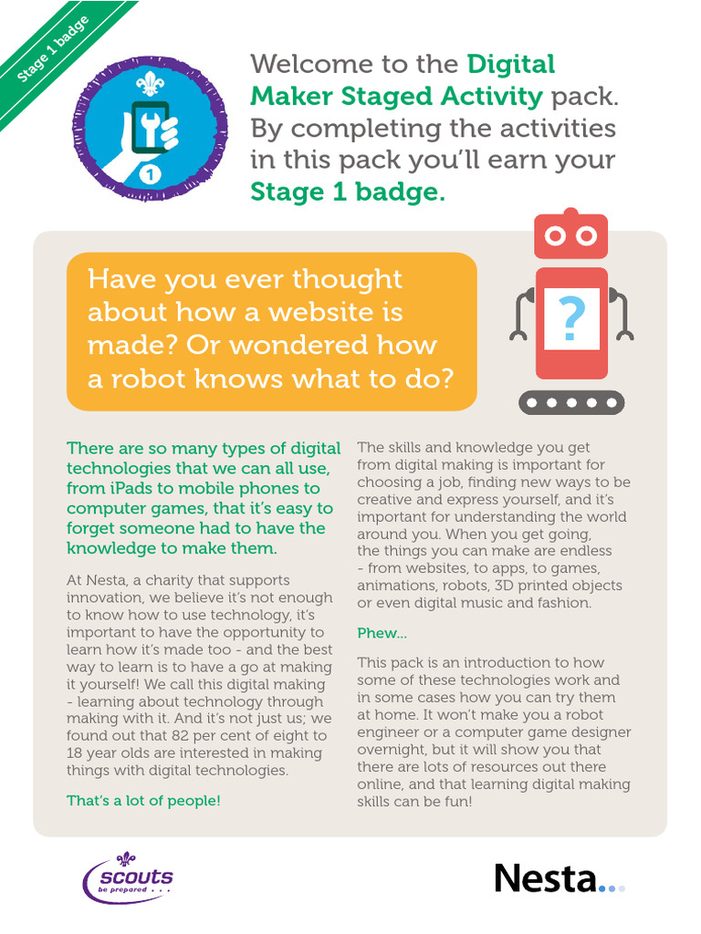 Digital Maker Stage 1 Activity Pack | PDF