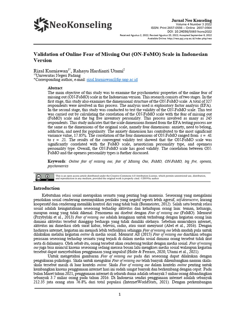 Alat Ukur FOMO | PDF