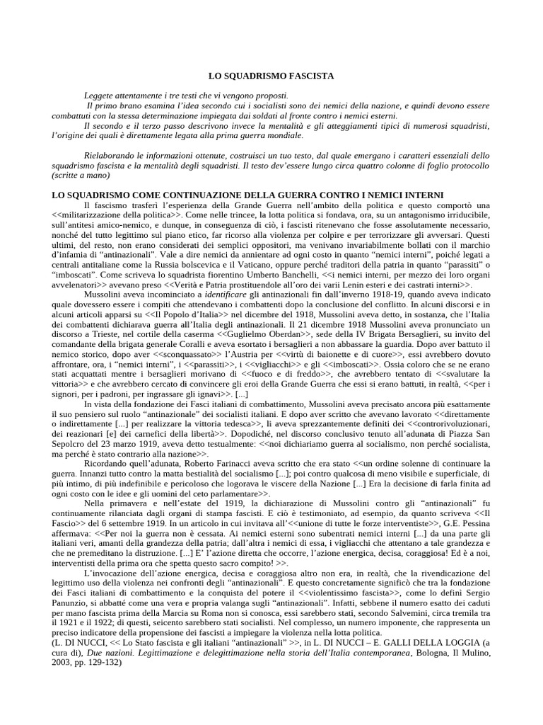 Verifica Fascismo 5L | PDF