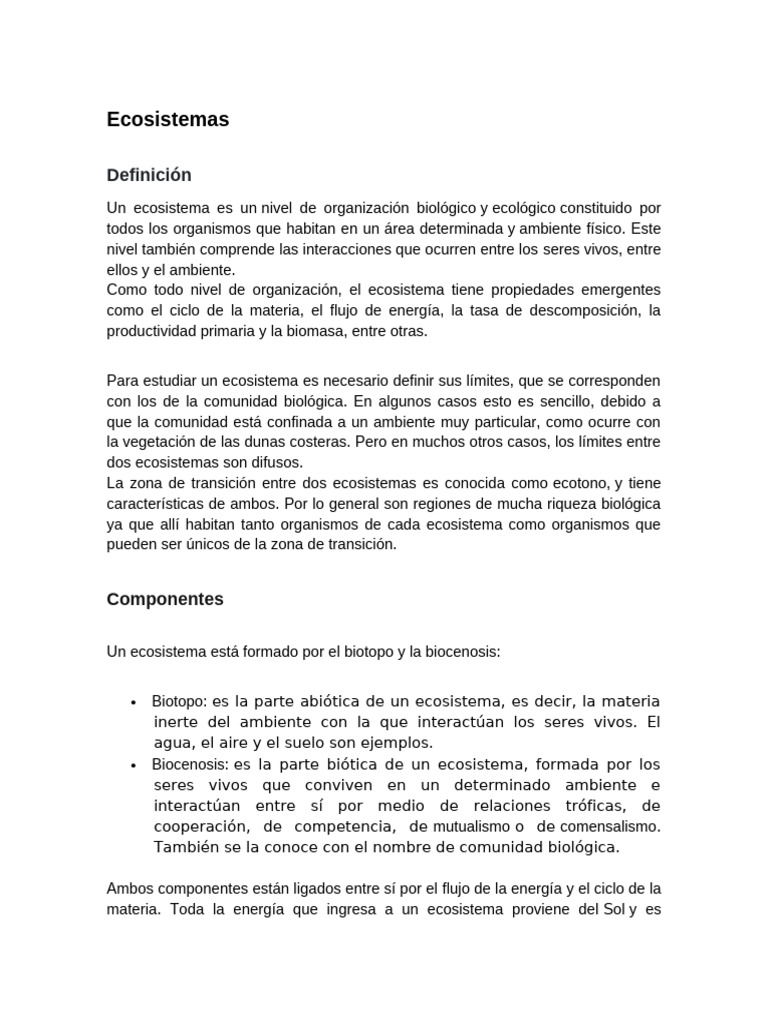 Definición y Tipos de Ecosistemas | PDF | Ecosistema | Hogar ...
