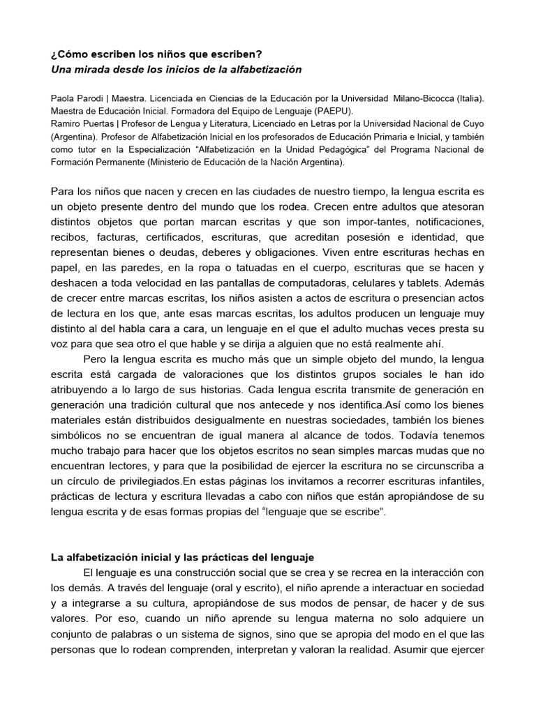 ¿Cómo Escriben Los Niños Que Escriben-1 | PDF