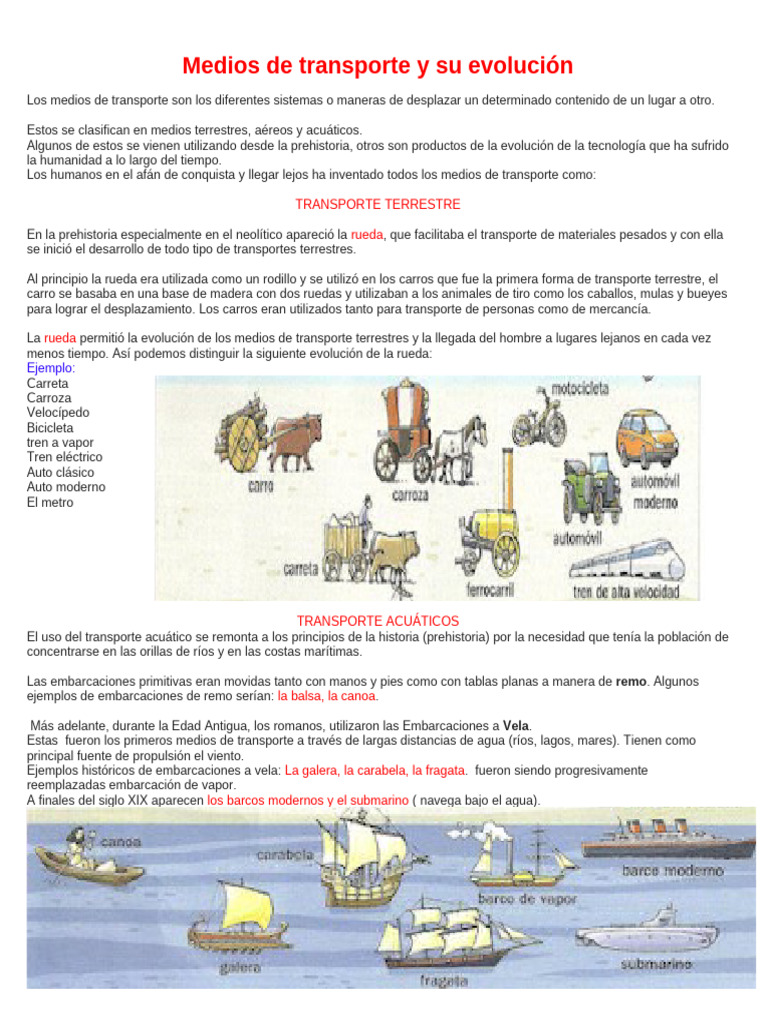 Medios de Transporte y Su Evolución | PDF