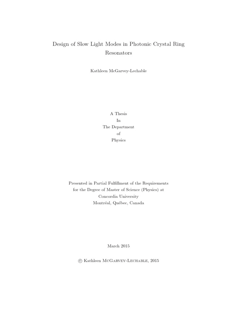 Design of Slow Light Resonant Modes in Photonic Crystal Ring Resonators ...