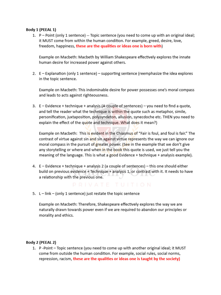 PEEAL Body Technique | PDF