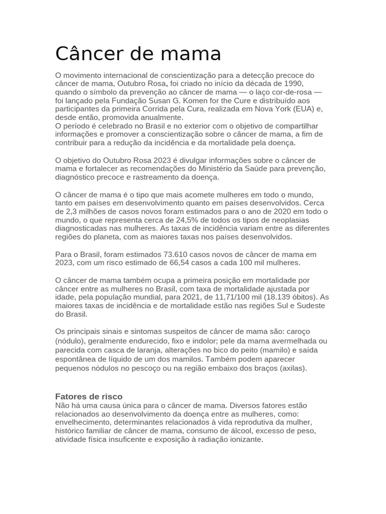 Câncer de Mama | PDF