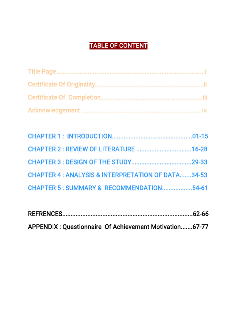 Ignou Project Index Pdf