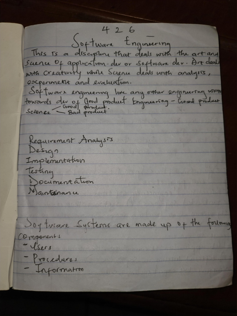CSC 426 (Software Engineering) CLASS NOTE (Not Complete ?) (Dr. Oriola ...