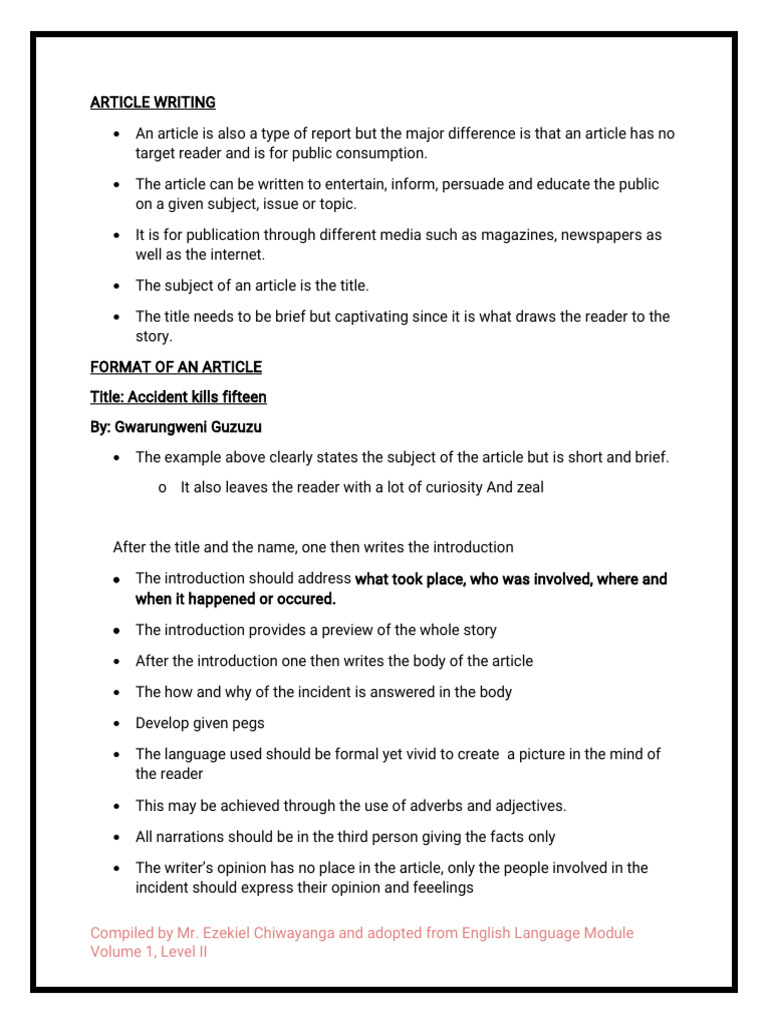 Article Writing-1 | PDF