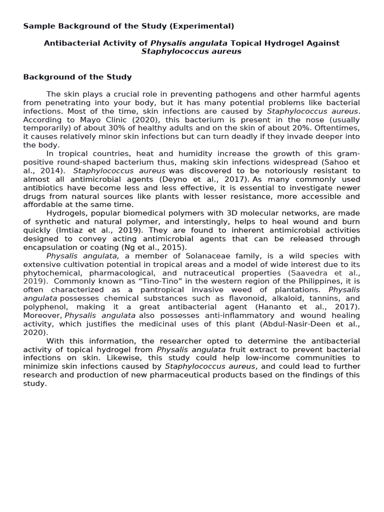 Sample Background of The Study | PDF | Self Efficacy | Wellness