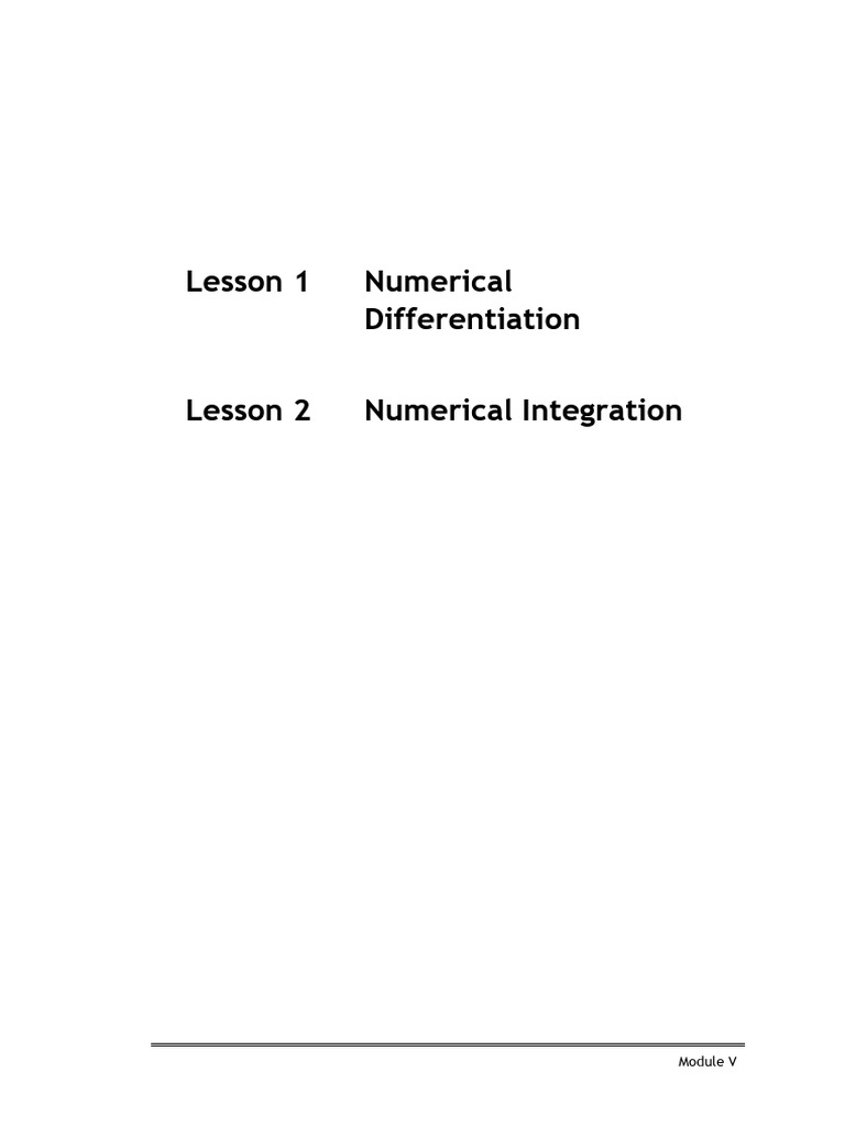 Numerical Differentiation And Integration Pdf