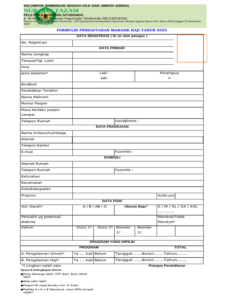 Formulir Haji 2023 | PDF