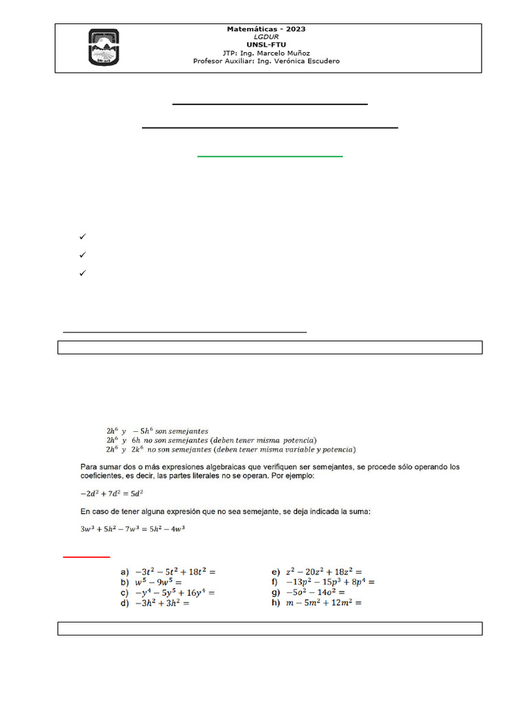 Expresiones Algebraicas y Polinomios | PDF | Multiplicación ...