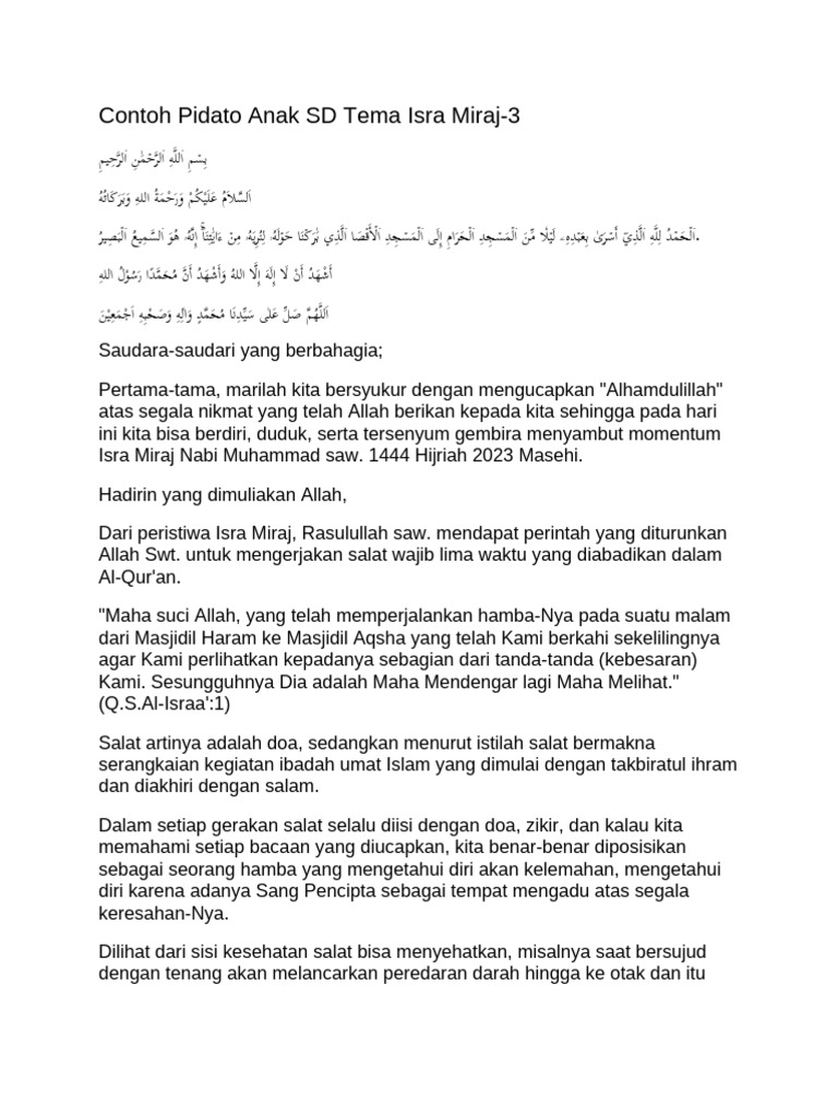 Contoh Pidato Anak SD Tema Isra Miraj3 PDF