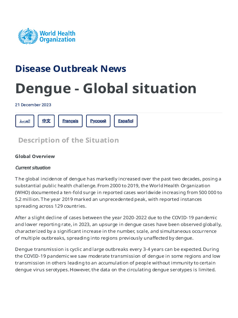 Dengue - Global Situation | PDF
