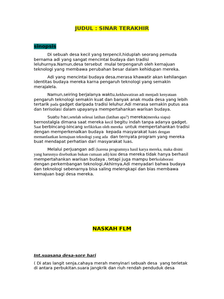 Judul Cerita Naskah Revisi 2 | PDF