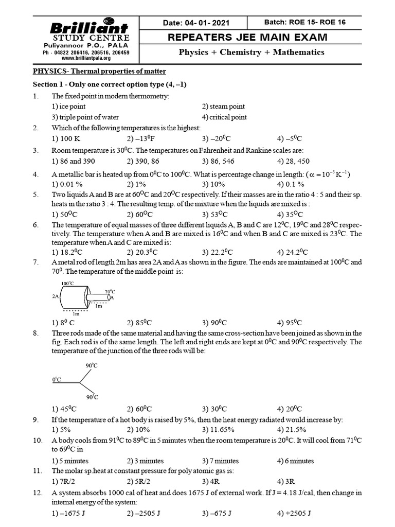 Jee Practice Questions 4 | PDF