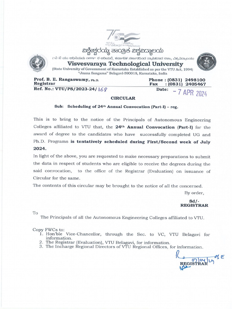Circular On Tentative Convocation Date | PDF