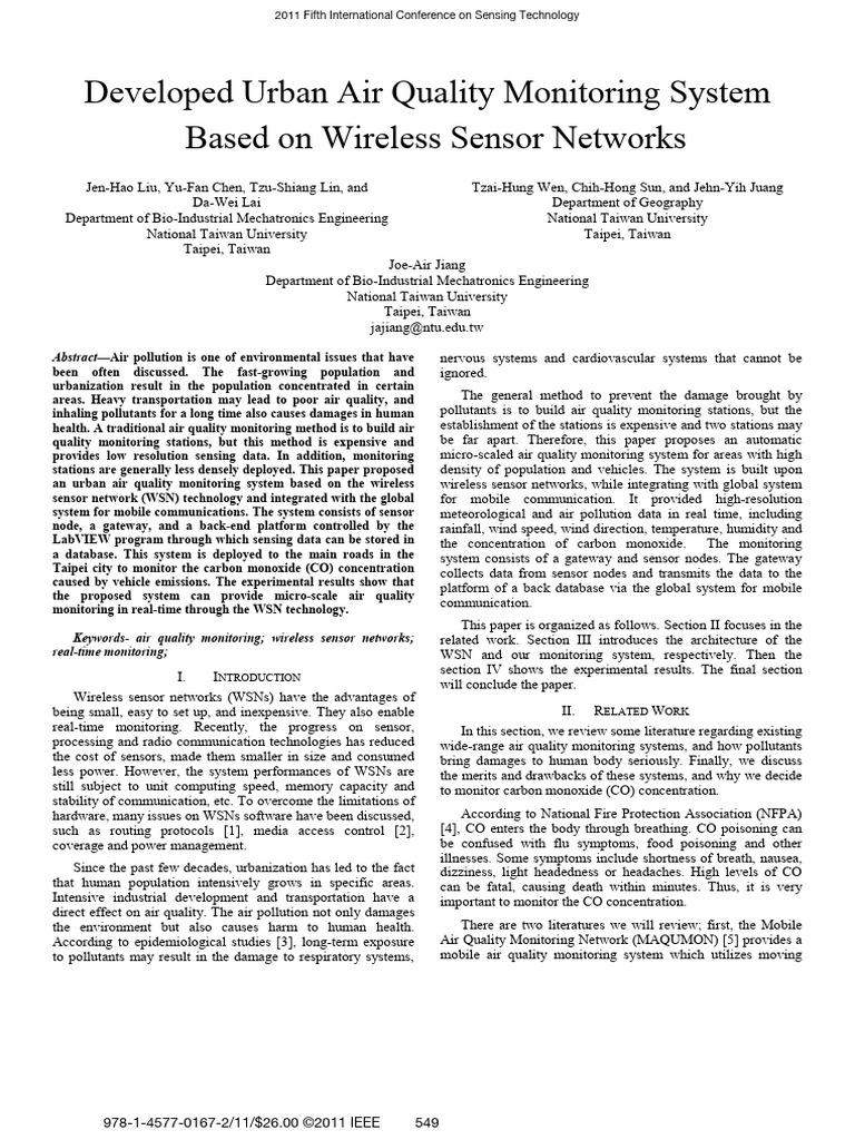 Developed Urban Air Quality Monitoring System Based On Wireless Sensor ...